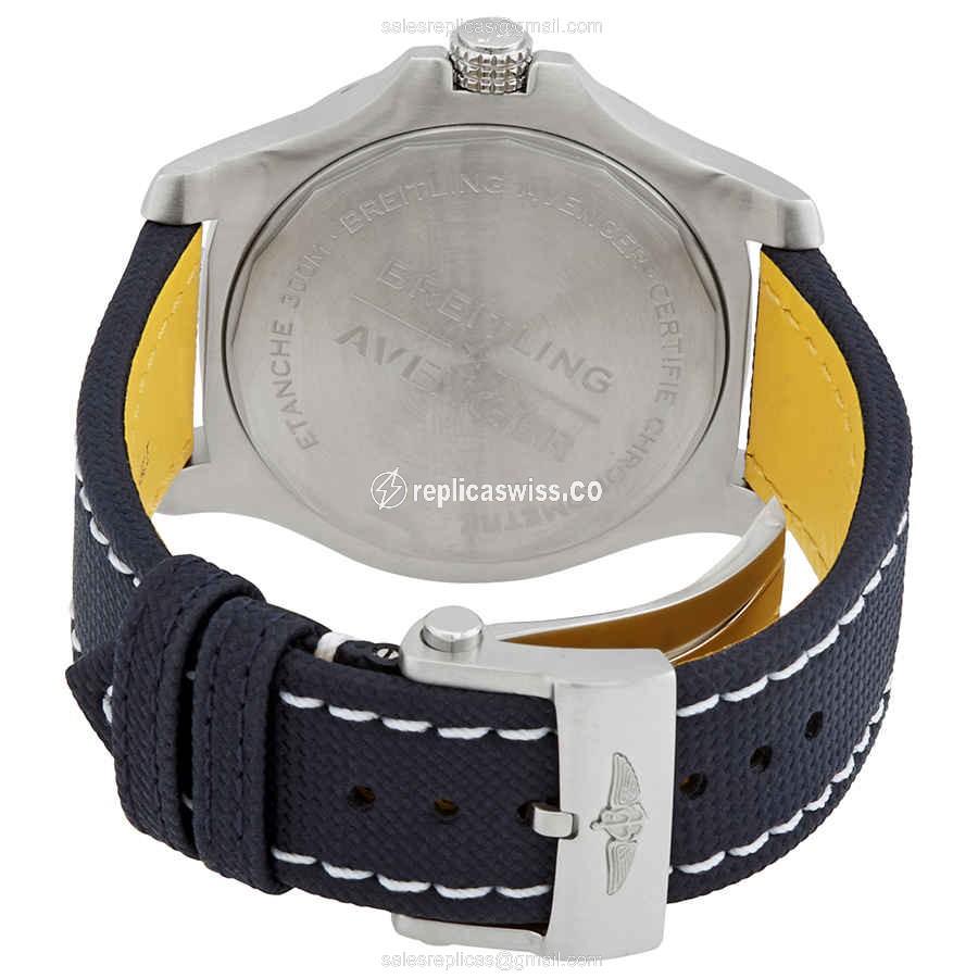 Breitling Avenger II Replica - Automatic - Steel - Blue Dial - Canvas Blue Strap - View 3