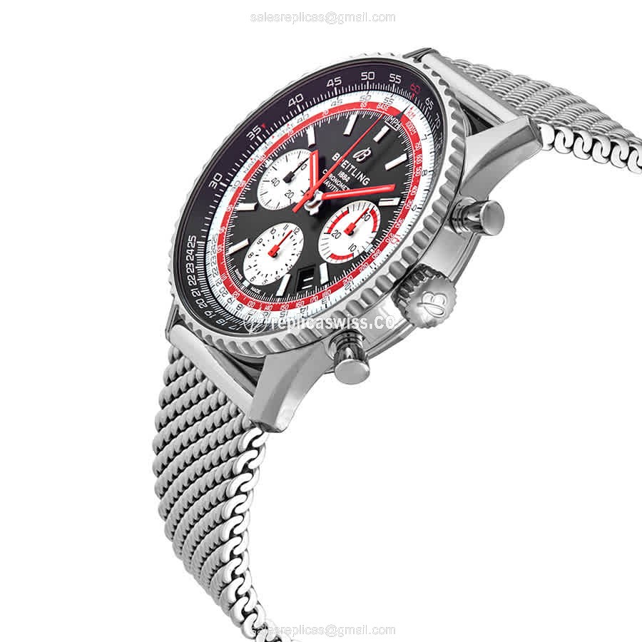 Breitling Replica - NAVITIMER 1 - Automatic - Black Dial - Steel Case - Silver Band - View 2