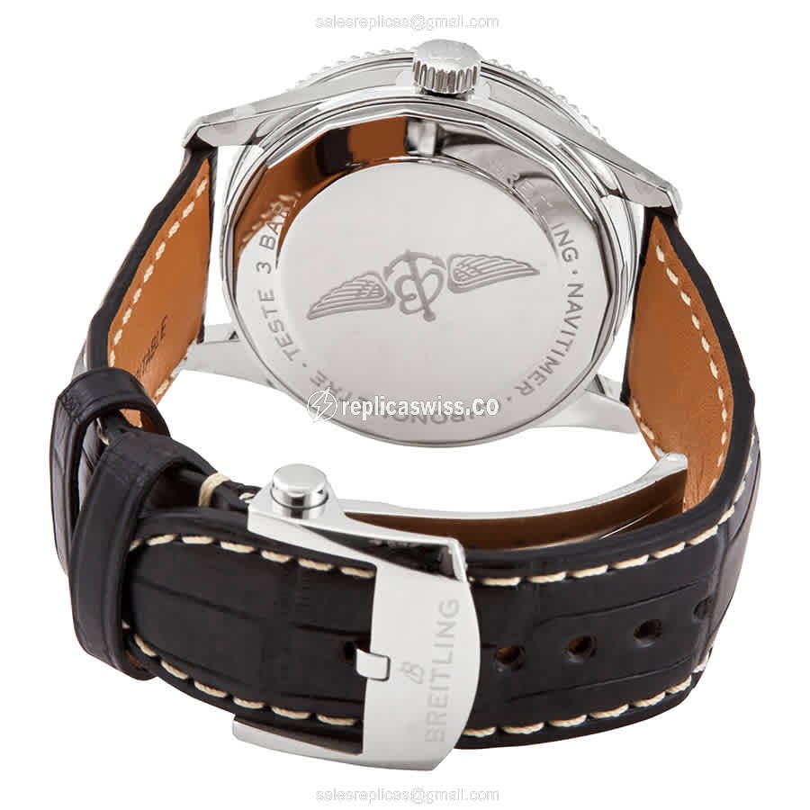 Breitling NAVITIMER 1 Replica - Automatic - Black Dial - Steel Case - Alligator Black Strap - View 3