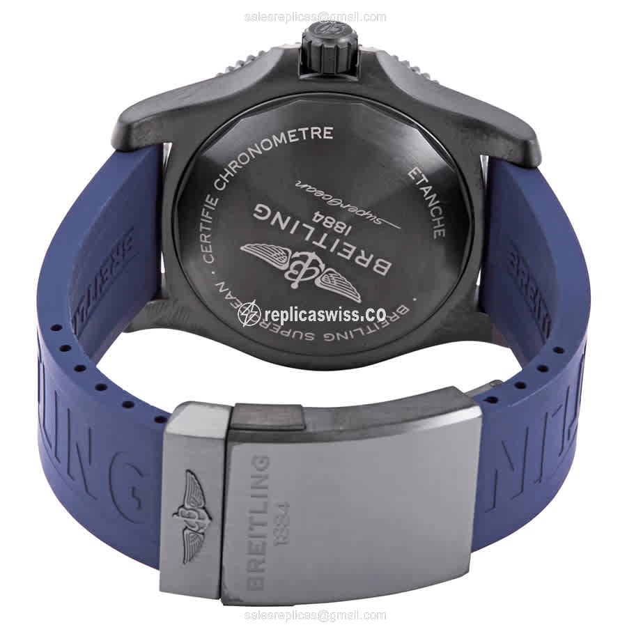Breitling SuperOcean Replica - Automatic - Steel Case - Blue Dial - Rubber Blue Strap - View 3