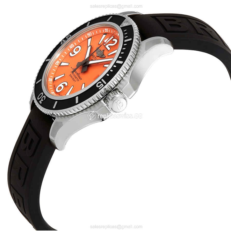 Breitling A17366D71O1S1 SUPEROCEAN - Auto - Orange Dial - Steel Case - Black Rubber - Buckle - View 2