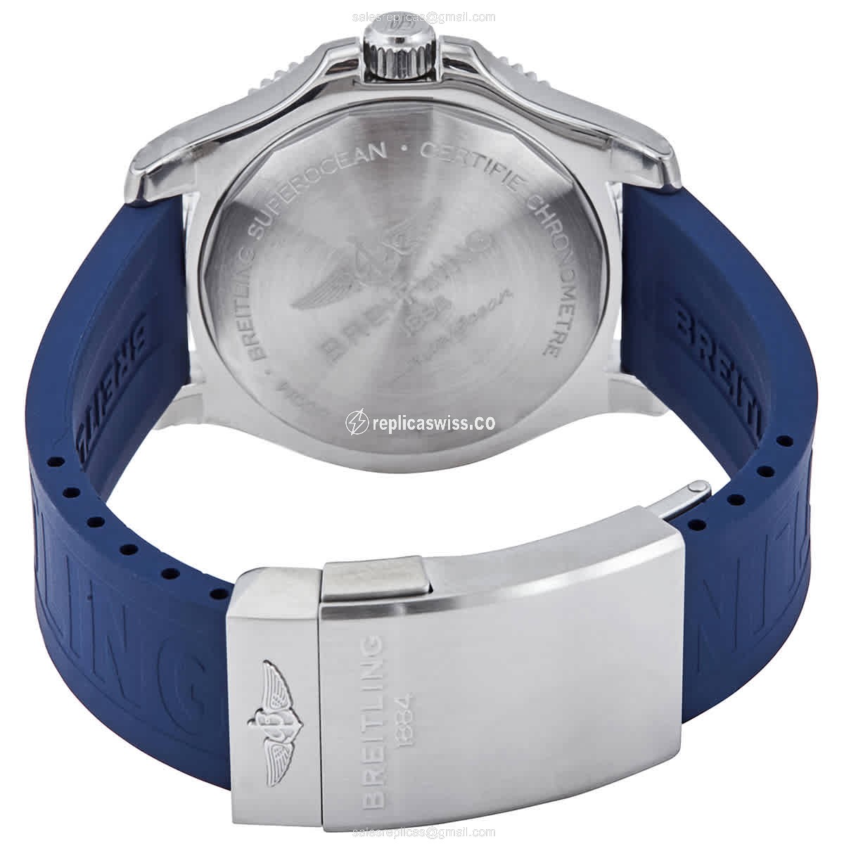 Breitling Superocean Replica - Automatic - Steel - White Dial - Blue Rubber Strap - View 3