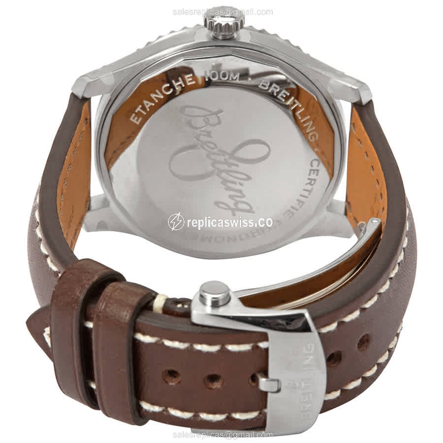Breitling AVIATOR 8 Replica - Automatic - Steel Case - Blue Dial - Brown Cowhide Strap - View 3