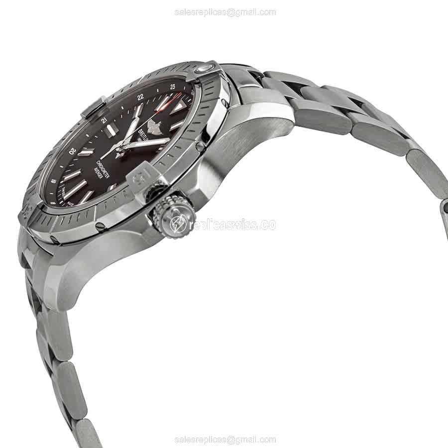 Breitling AVENGER II Replica - Automatic - Black Dial - Steel Case - Silver Strap - View 2