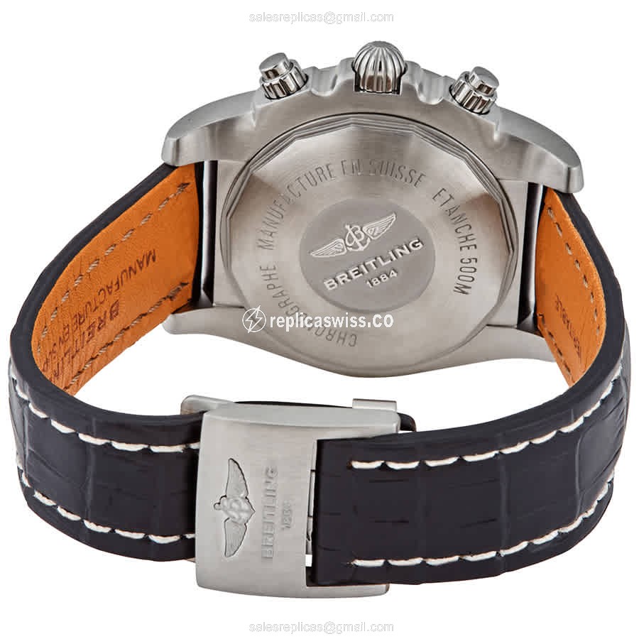 Breitling Chronomat B01 Replica - Automatic - Steel Case - Black Dial - Leather Strap - View 3