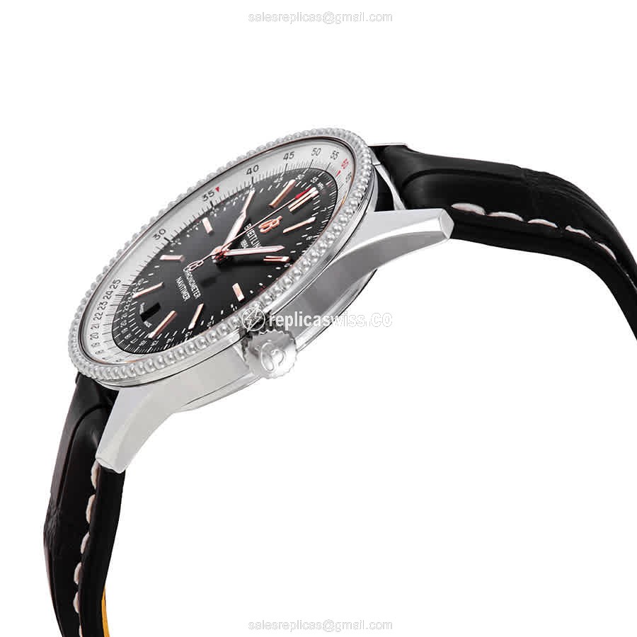 Breitling A17326211B1P2 NAVITIMER 1 - Automatic - Steel Case - Black Dial - Alligator Black Strap - View 2