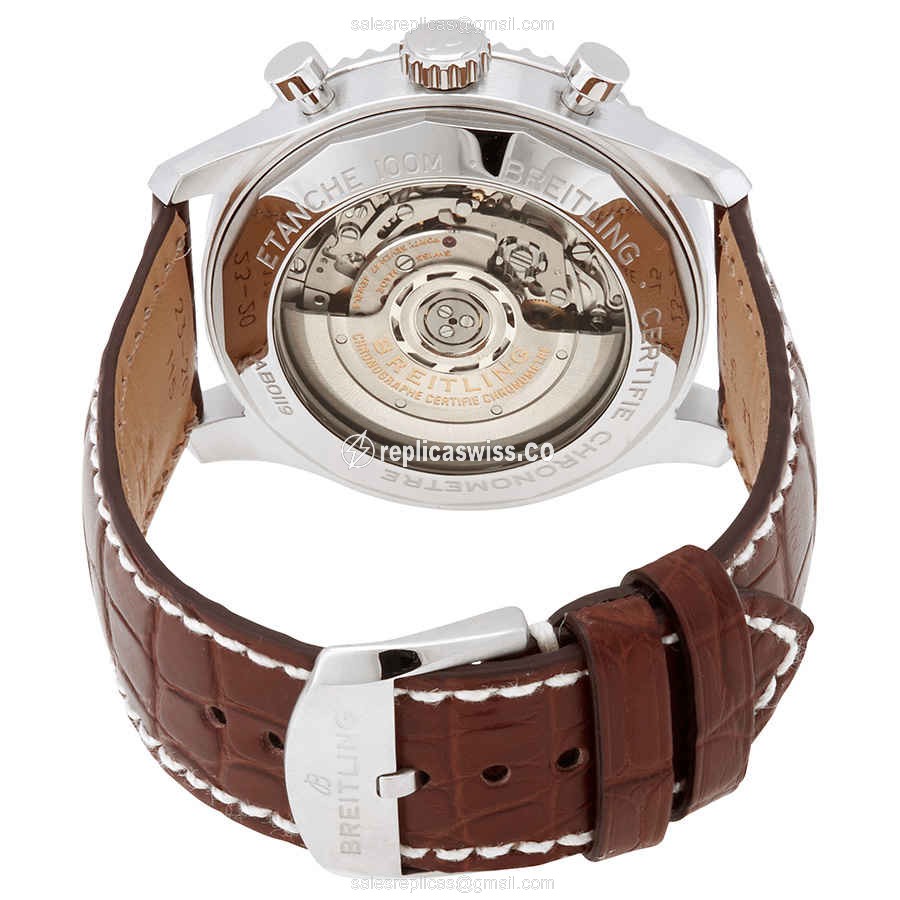 Breitling AVIATOR 8 Replica - Automatic - Steel Case - Blue Dial - Brown Alligator Strap - View 3