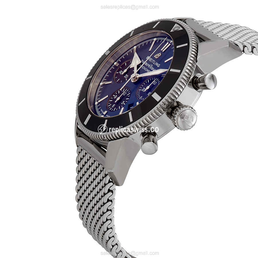 Breitling Superocean Replica - Automatic - Steel - Blue Dial - Silver Steel Band - View 2
