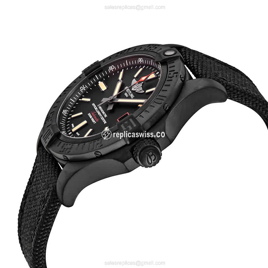 Breitling AVENGER II Automatic - Titanium Case - Black Canvas Strap - Buckle Clasp - View 2