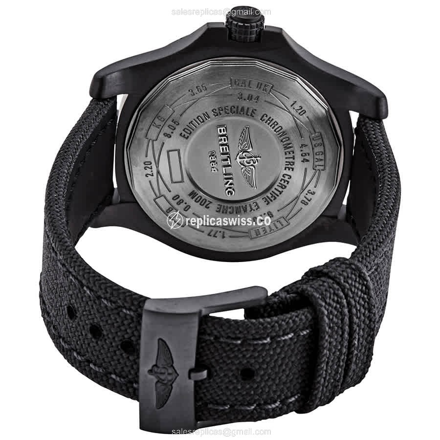 Breitling AVENGER II Automatic - Titanium Case - Black Canvas Strap - Buckle Clasp - View 3