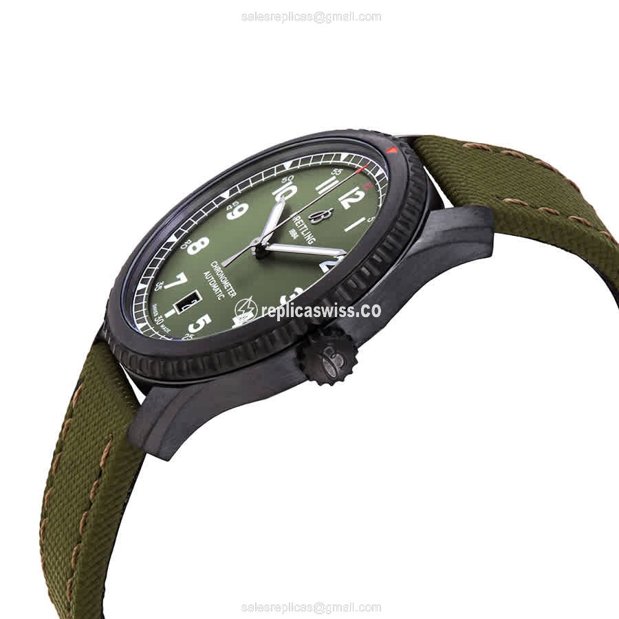 Breitling AVIATOR 8 Replica - Automatic - Steel Case - Green Dial - Canvas Green Strap - View 2