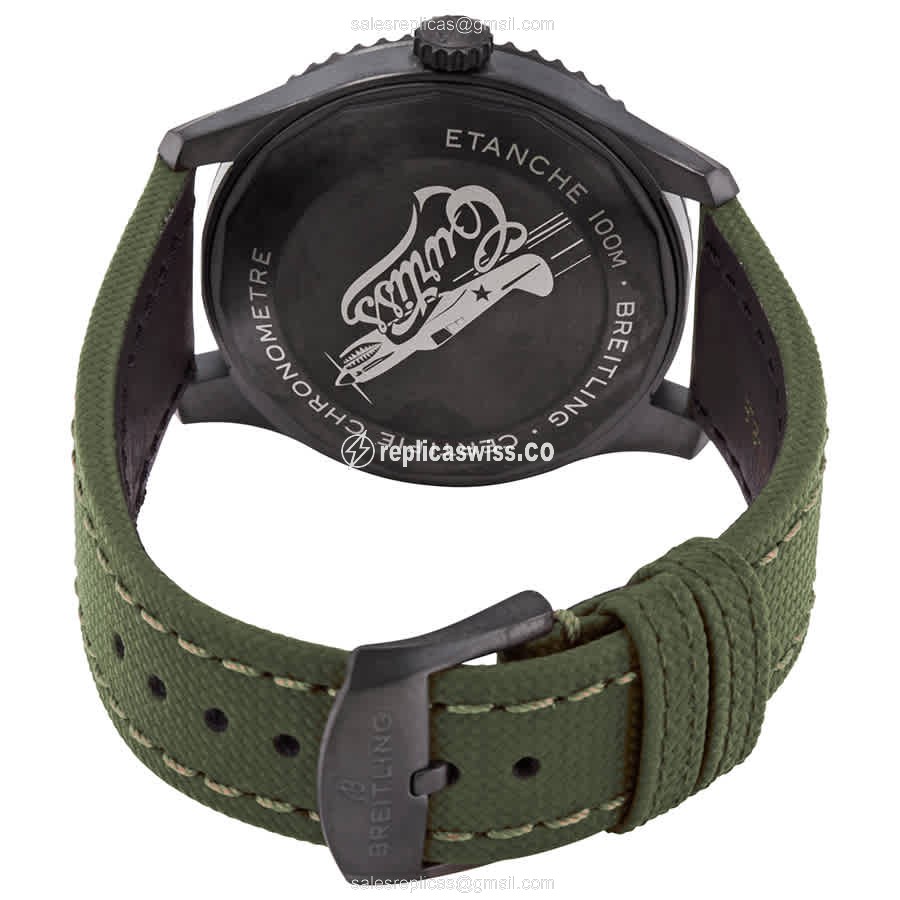 Breitling AVIATOR 8 Replica - Automatic - Steel Case - Green Dial - Canvas Green Strap - View 3