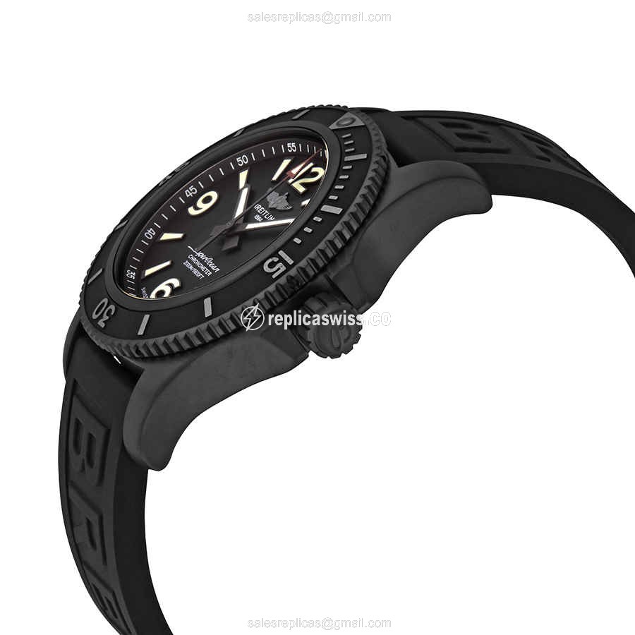 Breitling Superocean Replica - Automatic - Black Dial - Stainless Steel - Canvas Strap - View 2