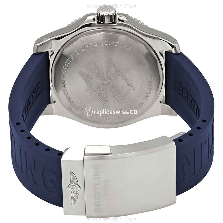 Breitling SuperOcean Replica - Automatic - Blue Steel Case - Blue Dial - Rubber Blue Strap - View 3