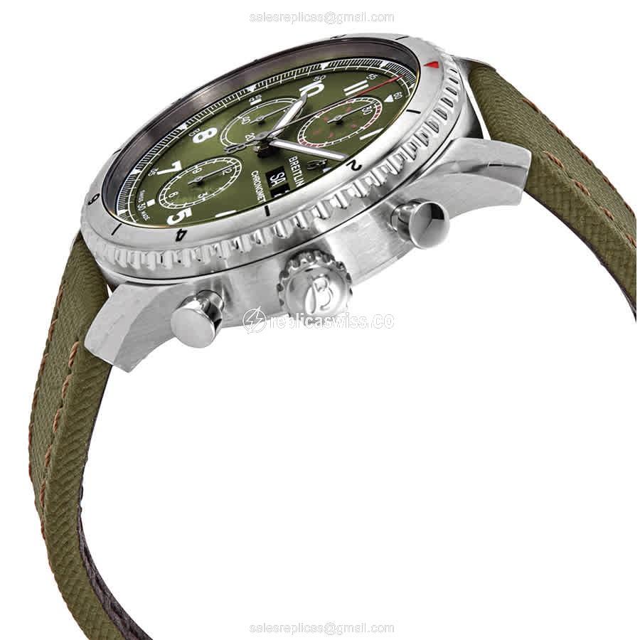 Breitling AVIATOR 8 Replica - Automatic - Steel - Green Dial - Canvas Green Buckle - View 2