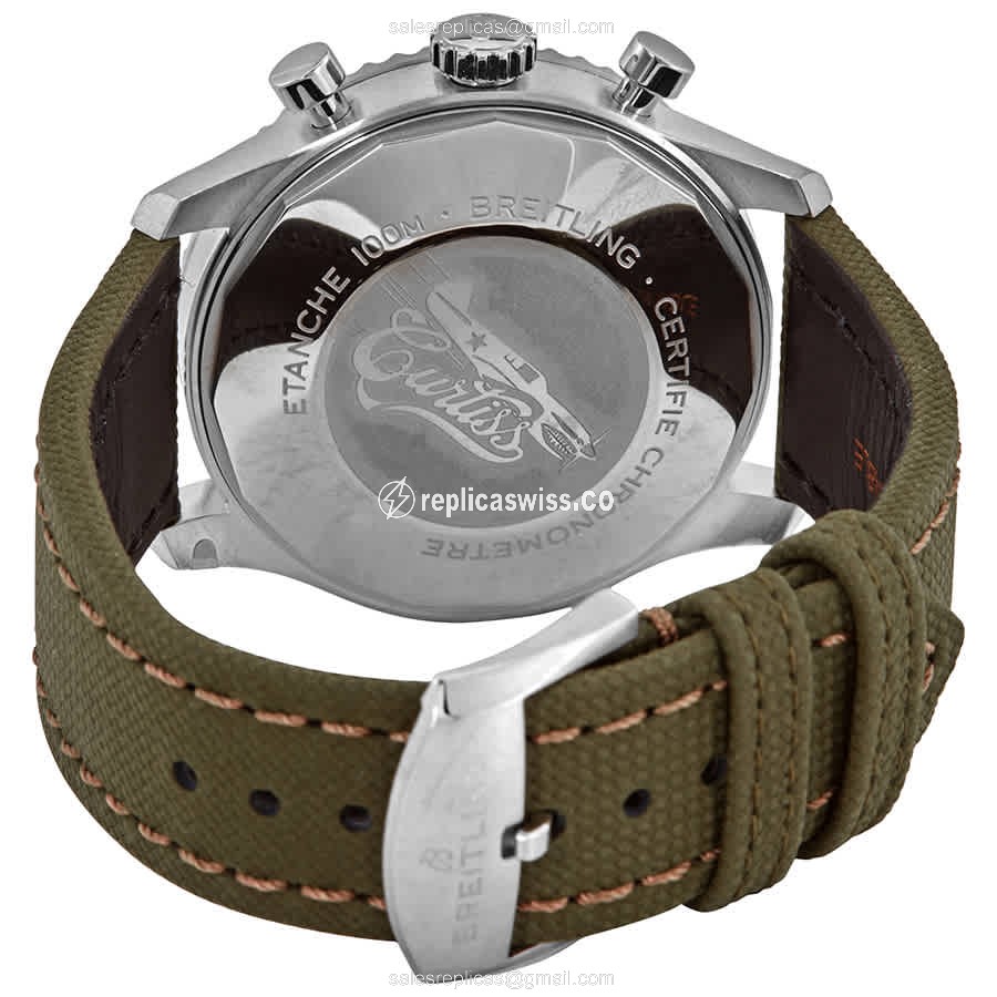 Breitling AVIATOR 8 Replica - Automatic - Steel - Green Dial - Canvas Green Buckle - View 3
