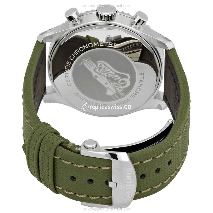 Breitling AVIATOR 8 Replica - Automatic - Green Dial - Canvas Green Strap - Stainless Steel Case - View 3