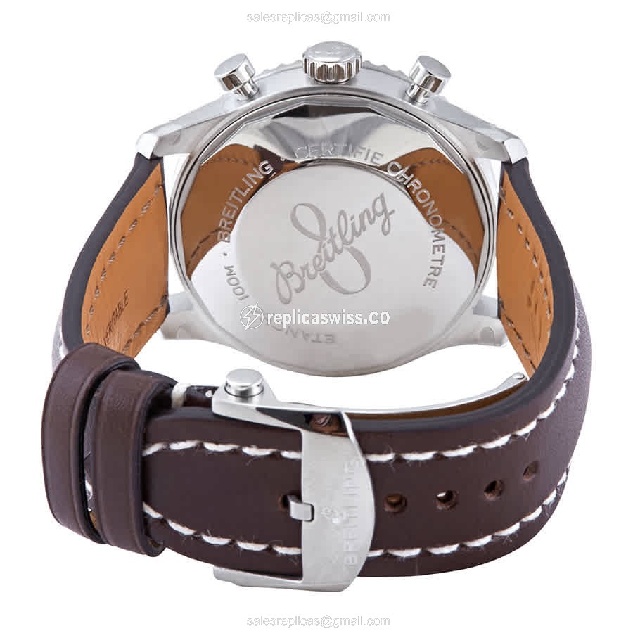 Breitling AVIATOR 8 Replica - Automatic - Steel - Blue Dial - Brown Cowhide Buckle - View 3
