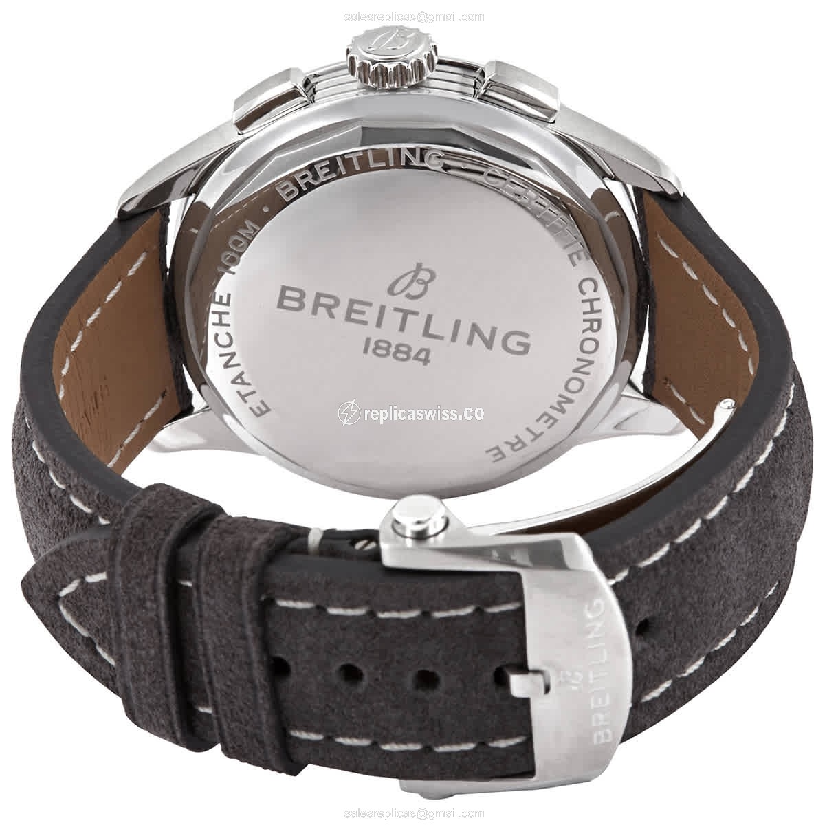 Breitling Premier Replica - Automatic - Steel Case - Black Dial - Leather Strap - Grey Buckle - View 3