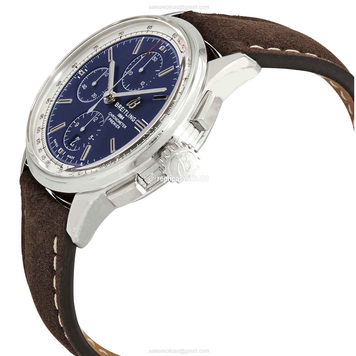 Breitling Premier A13315351C1X1 - Automatic - Steel Case - Blue Dial - Brown Leather Strap - View 2