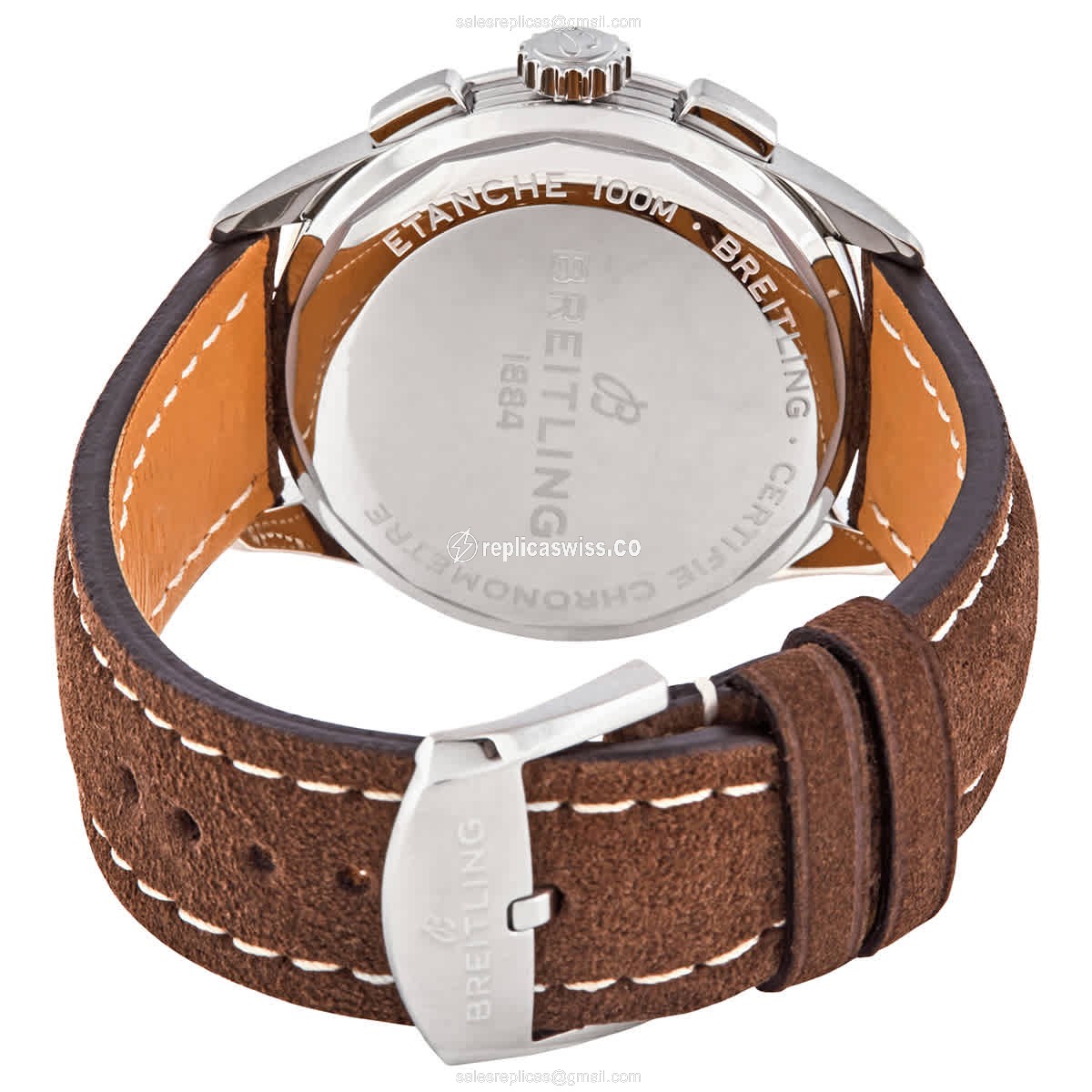 Breitling Premier Automatic - Stainless Steel Case - Blue Dial - Brown Leather Strap - View 3