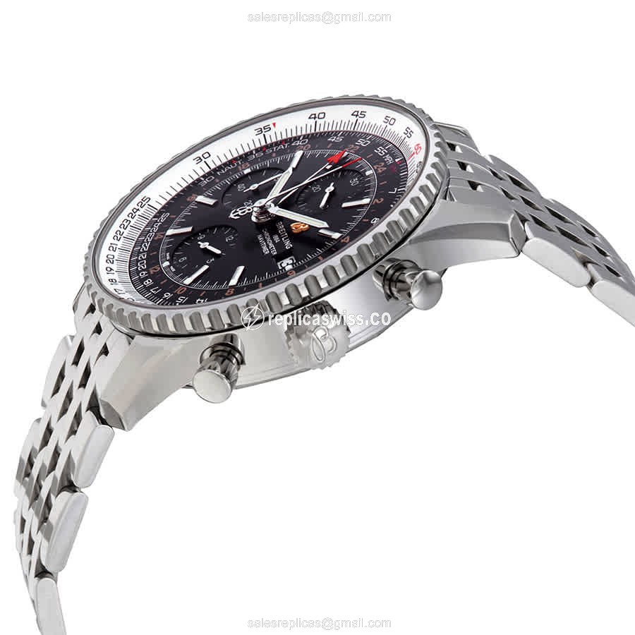 Breitling A24322121B2A1 NAVITIMER 1 Replica - Automatic - Steel - Black - Silver Band - View 2