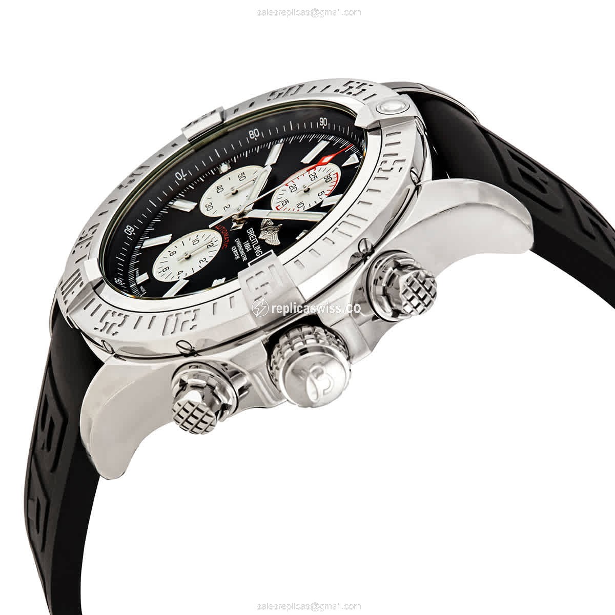 Breitling Avenger II Auto - Stainless - Black Dial - Rubber Band - Buckle Clasp - View 2