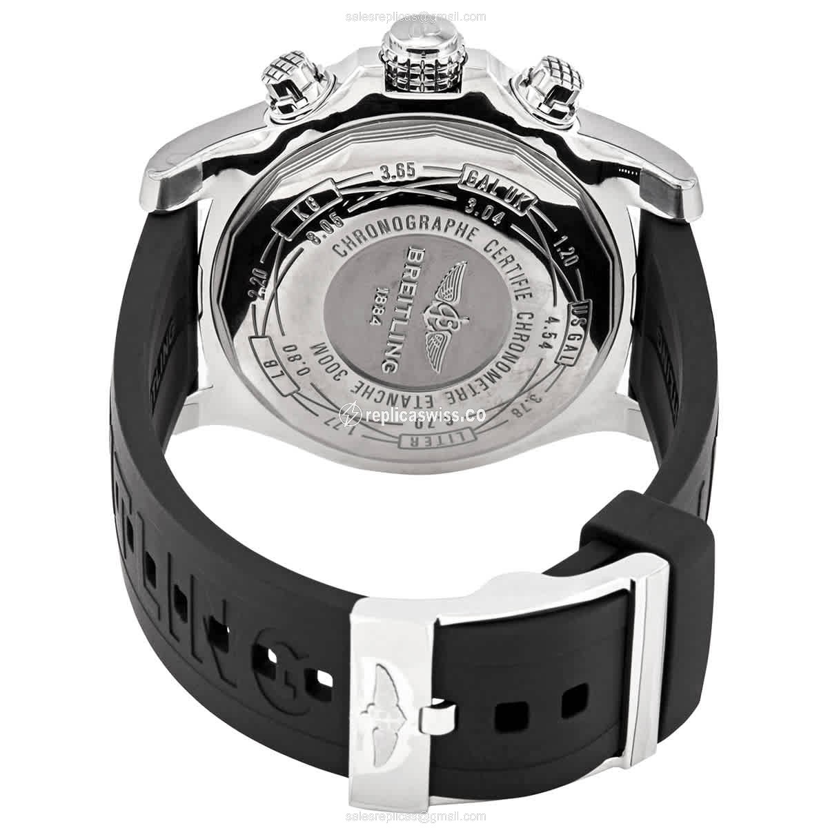 Breitling Avenger II Auto - Stainless - Black Dial - Rubber Band - Buckle Clasp - View 3