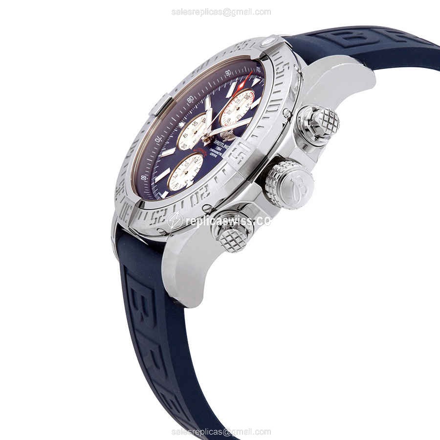 Breitling Avenger II Replica - Automatic - Steel Case - Blue Dial - Blue Rubber Strap - View 2