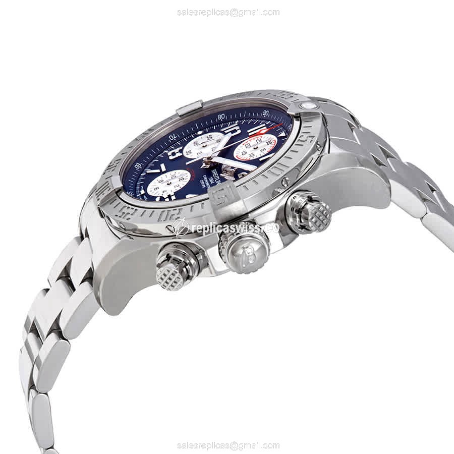 Breitling Avenger II Replica - Automatic - Steel Case - Blue Dial - Silver Steel Band - View 2