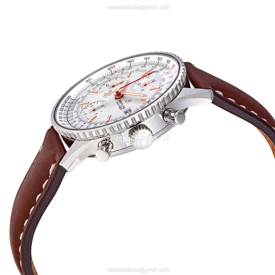 Breitling A13324121G1X3 NAVITIMER 1 Replica - Automatic - Silver Dial - Brown Cowhide Strap - View 2