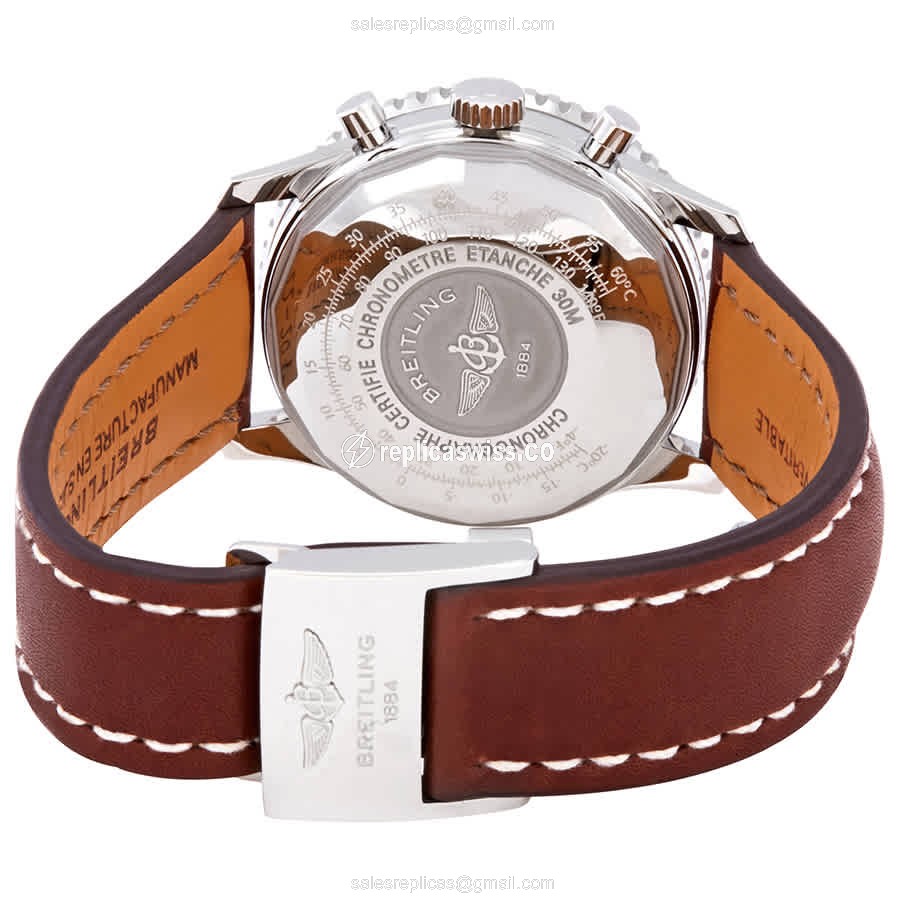 Breitling A13324121G1X3 NAVITIMER 1 Replica - Automatic - Silver Dial - Brown Cowhide Strap - View 3