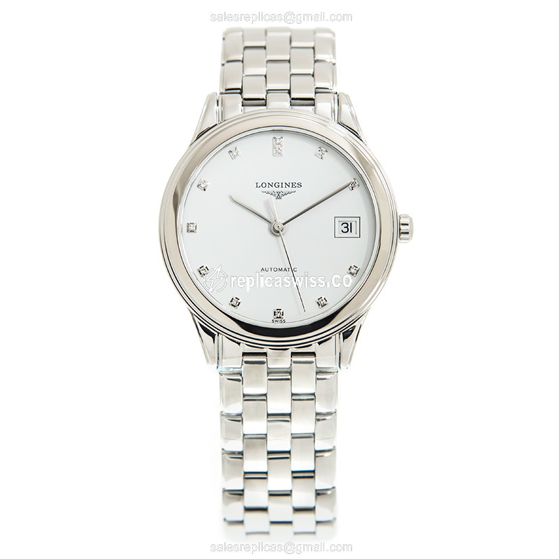 Longines L4.774.4.27.6 Flagship Replica - Automatic - Stainless Steel Case - White Dial - Silver Clasp - View 2