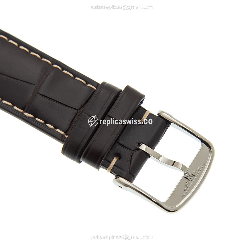 Longines Heritage Replica - Automatic - Stainless Steel - Silver Dial, Brown Alligator Strap - View 4