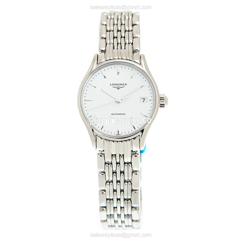 Longines L4.360.4.12.6 Replica | Automatic | White Dial | Silver Steel Strap - View 2