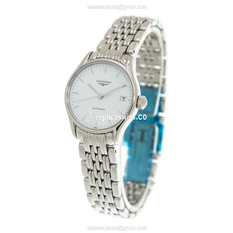 Longines L4.360.4.12.6 Replica | Automatic | White Dial | Silver Steel Strap - View 3