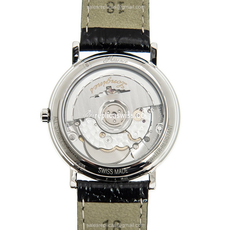 Rolex L4.821.4.11.2 Replica - Automatic - White Dial, Steel Case on Black Alligator Strap - View 3