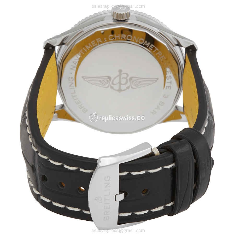 Breitling NAVITIMER 1 Automatic - Black Dial - Steel Case - Alligator Black Strap - Buckle Clasp - View 3