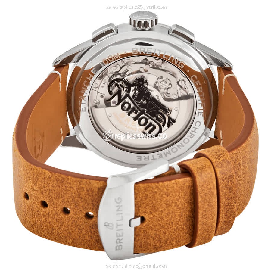 Breitling Premier AB0118A21B1X2 - Automatic - Black Dial - Brown Cowhide - Stainless Steel Case - View 3