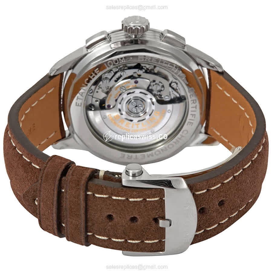 Breitling Premier AB0118A61C1X1 - Automatic - Blue Dial - Steel Case - Brown Cowhide Strap - View 3