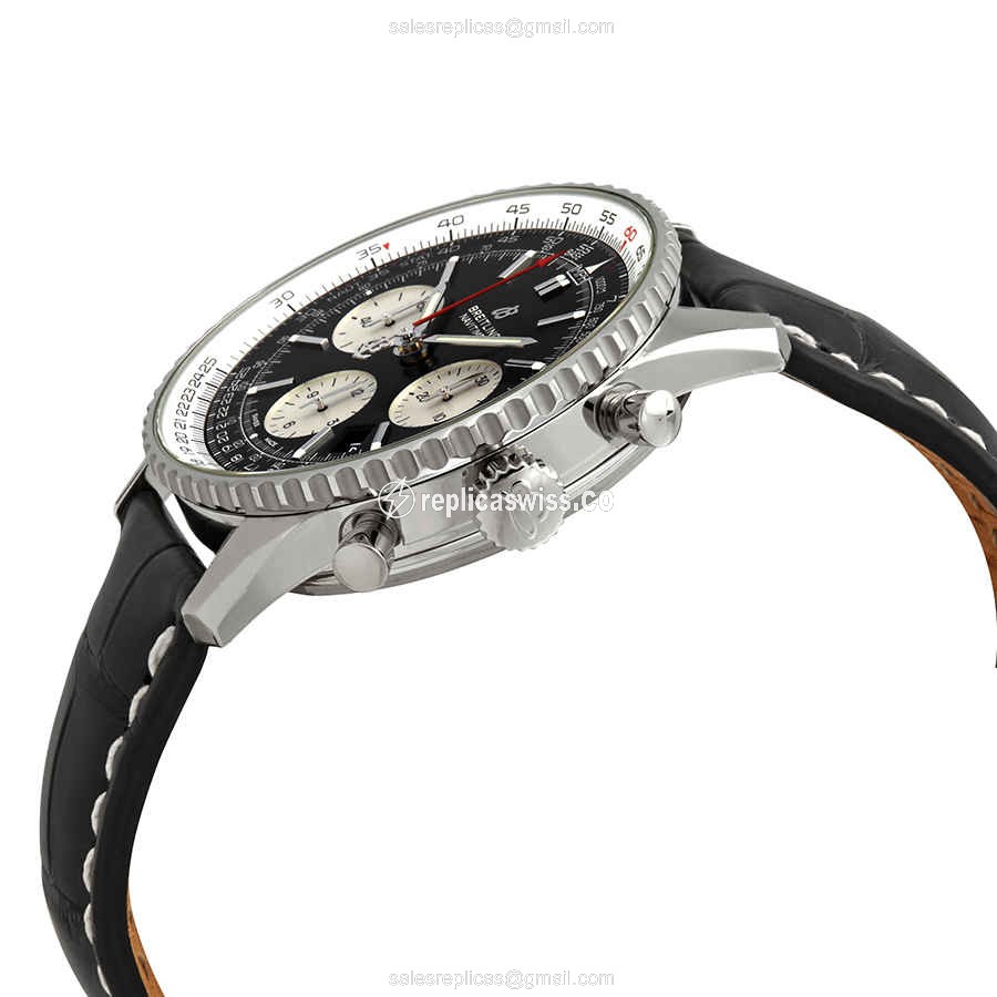 Breitling NAVITIMER 1 Replica - Automatic - Black - Steel Case - Alligator Black - View 2