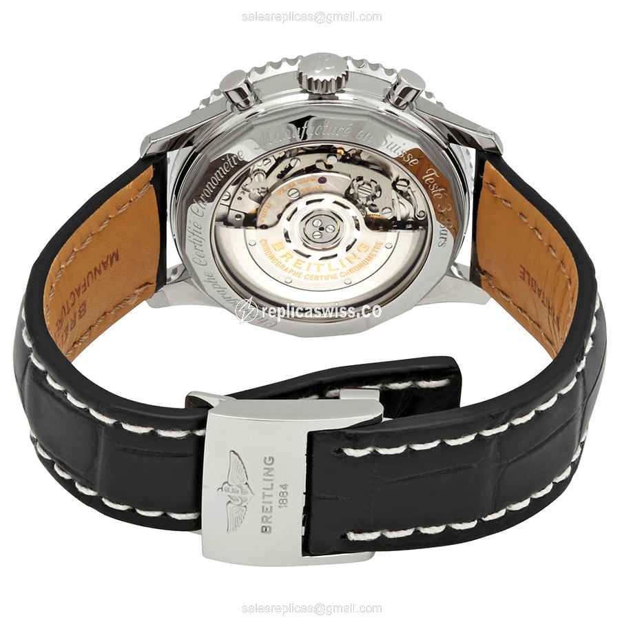 Breitling NAVITIMER 1 Replica - Automatic - Black - Steel Case - Alligator Black - View 3