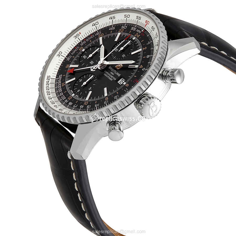 Breitling A24322121B2P2 Replica - Automatic - Black Dial - Steel Case - Alligator Black Strap - View 2