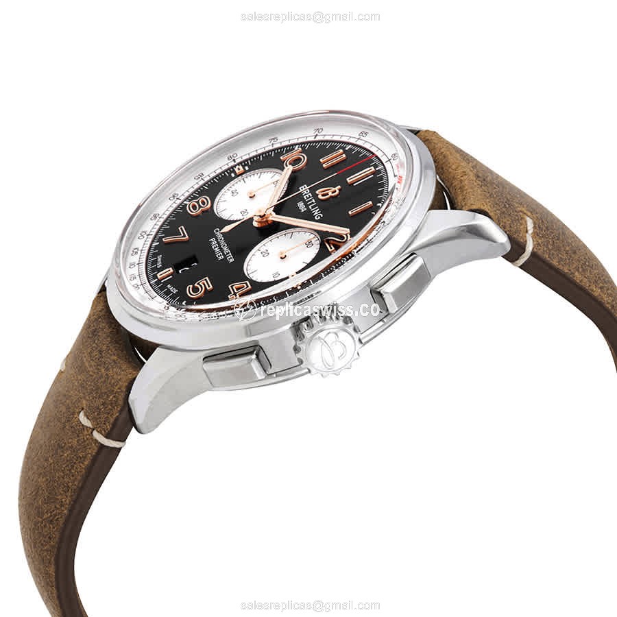 Breitling Premier AB0118A21B1X1 - Automatic - Steel Case - Black Dial - Brown Cowhide Strap - View 2
