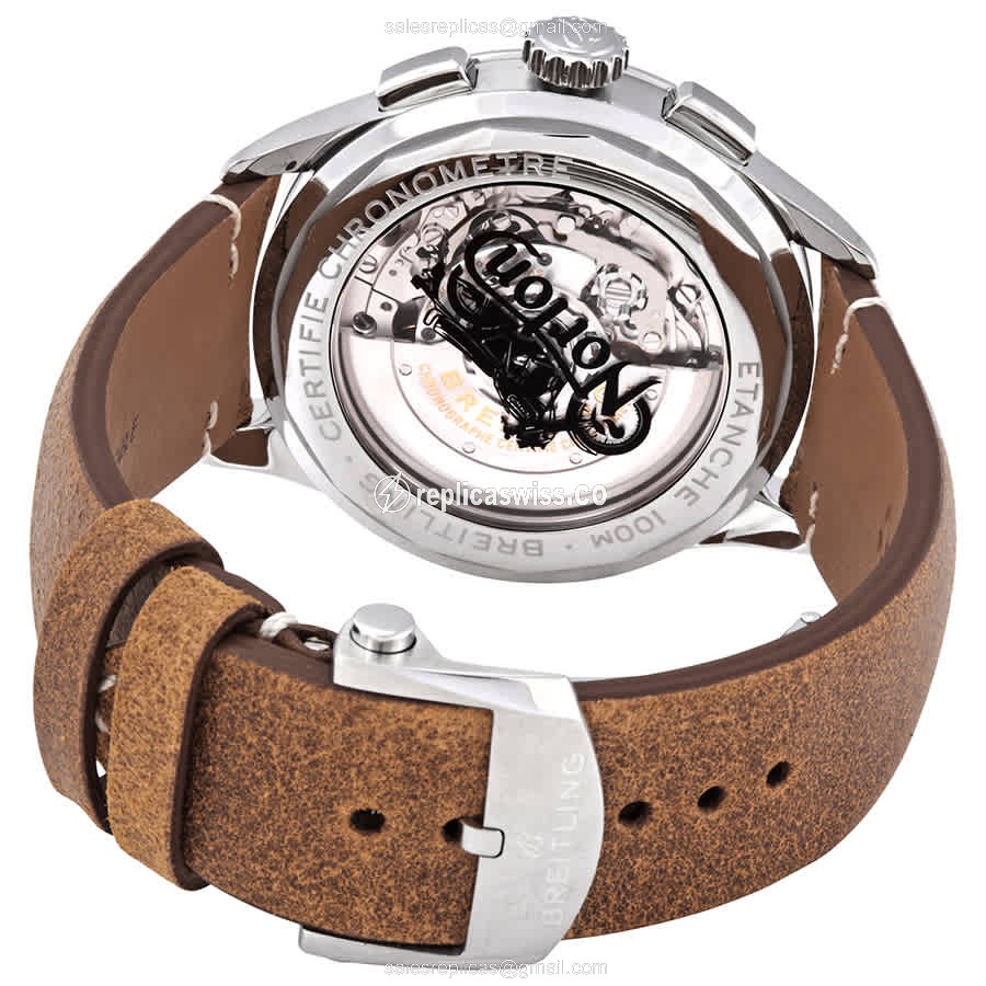 Breitling Premier AB0118A21B1X1 - Automatic - Steel Case - Black Dial - Brown Cowhide Strap - View 3