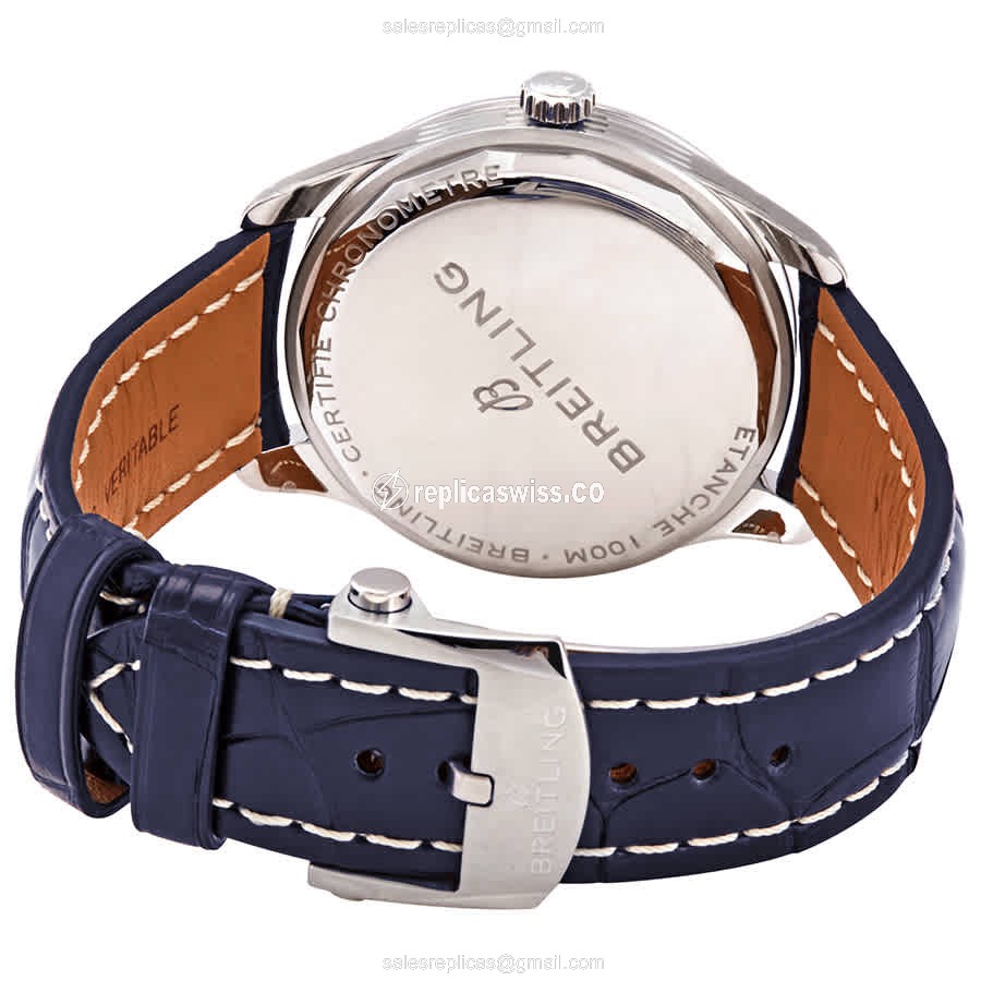 Breitling Premier A37340351C1P1 - Automatic - Steel Case - Blue Dial - Blue Alligator Strap - View 3