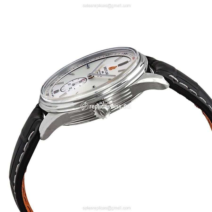 Breitling Premier A37340351G1P2 - Automatic - Silver Dial - Steel Case - Black Alligator Strap - View 2