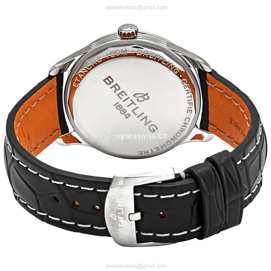Breitling Premier A37340351G1P2 - Automatic - Silver Dial - Steel Case - Black Alligator Strap - View 3