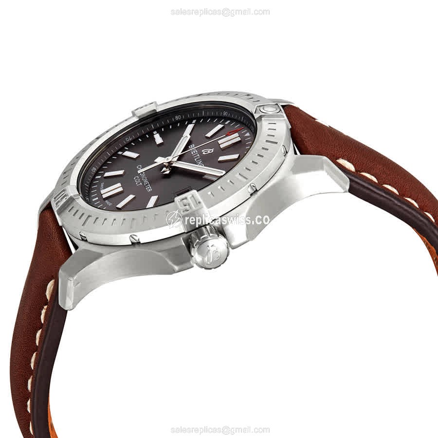 Breitling Challenger Series A17313101F1X2 - Automatic - Steel Case - Gray Dial - Brown Cowhide Strap - View 2
