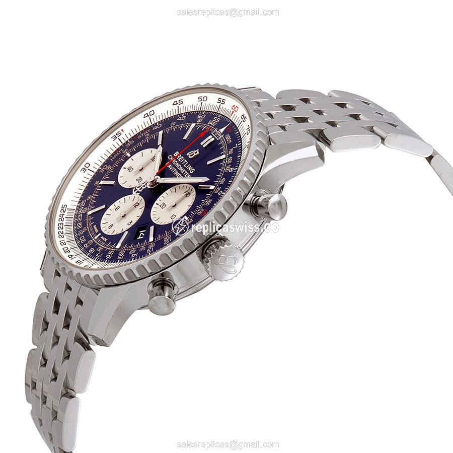 Navitimer 1 Replica - Automatic - Steel Case - Blue Dial on Silver - View 2